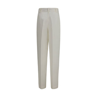 Weiße Leinen-Freizeithose