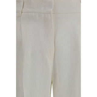 Weiße Leinen-Freizeithose