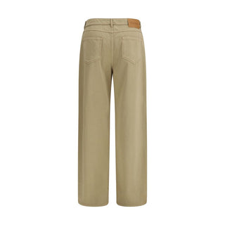 Beige Cotton Casual Pants