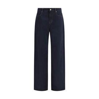 Blue Cotton Casual Pants