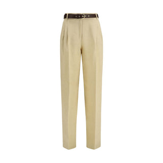 Beige Leinen Freizeithose