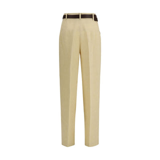 Beige Leinen Freizeithose
