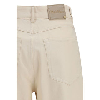 Beige Cotton Casual Pants
