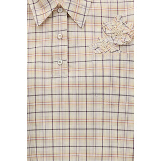 Camisa beige con estampado de tela