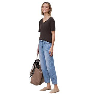 Braunes Langarm-T-Shirt aus Baumwolle
