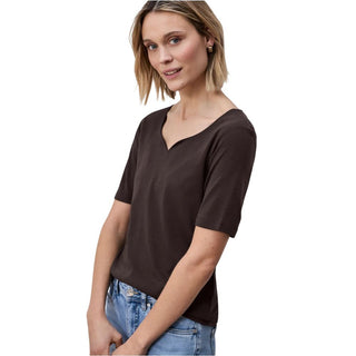 Braunes Langarm-T-Shirt aus Baumwolle