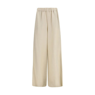 Beige Leinen Freizeithose
