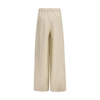 Beige Leinen Freizeithose