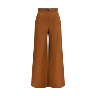 Brown Cotton Casual Pants