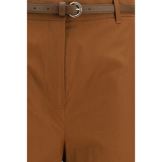 Brown Cotton Casual Pants