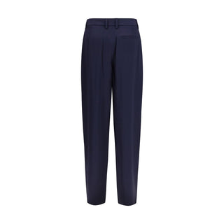 Blue Silk Casual Pants