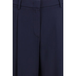 Blue Silk Casual Pants