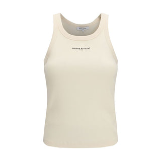 Camiseta sin mangas beige de algodón