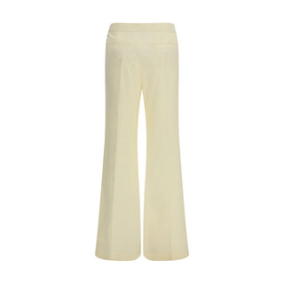 Beige Viscose Flared Pants