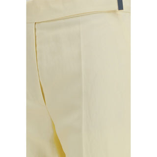 Beige Viscose Flared Pants