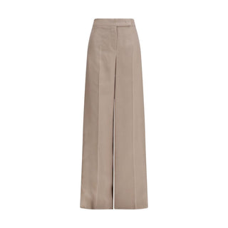 Beige Silk Casual Pants