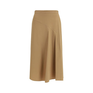 Beige Cotton Midi Skirt