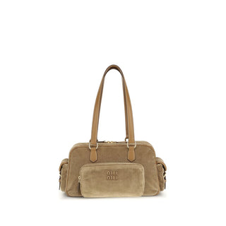 Beige Baumwoll-Schultertasche