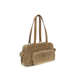 Beige Baumwoll-Schultertasche