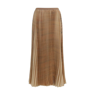 Falda midi de poliéster beige