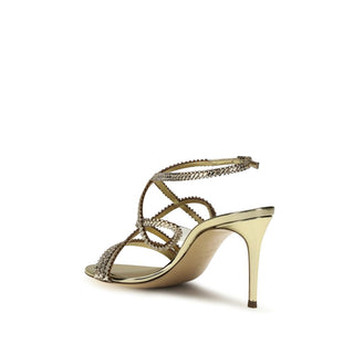 Gold Calf Leather Bos Taurus Stiletto Heel Sandals