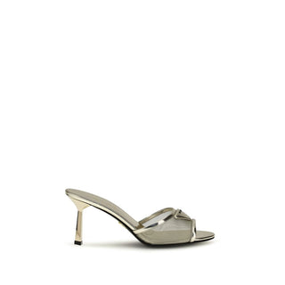 Silver Calf Leather Bos Taurus Stiletto Heel Sandals