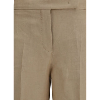 Beige Linen Casual Pants
