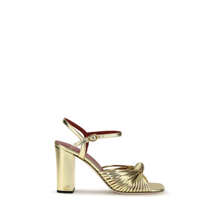 Plattformsandalen aus Kalbsleder, gold