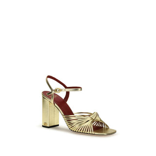 Plattformsandalen aus Kalbsleder, gold