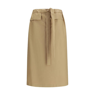 Falda midi beige de algodón