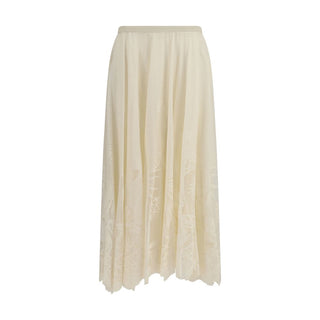 Falda larga de algodón beige
