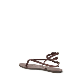 Brown Calf Leather Bos Taurus Flat Sandals
