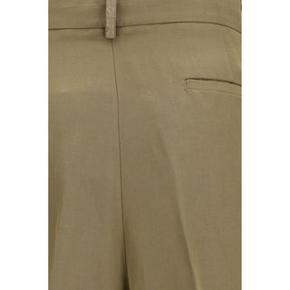 Beige Cropped-Hose aus Viskose