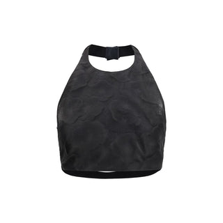 Camisa negra de seda con estampado