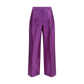 Purple Silk Casual Pants