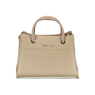 Beige Polyurethane Women's Bag with Handles and Compartments