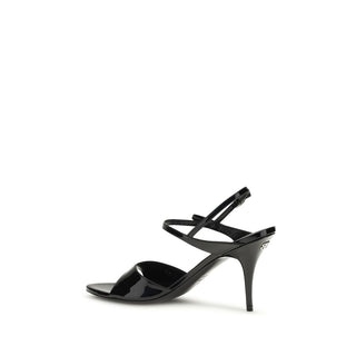 Black Calf Leather Bos Taurus Stiletto Heel Sandals