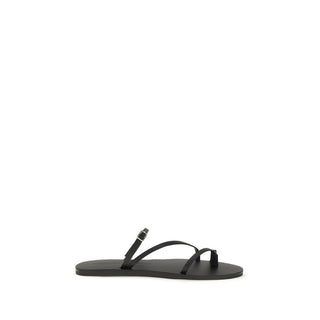 Flache Sandalen aus schwarzem Kalbsleder (Bos taurus)