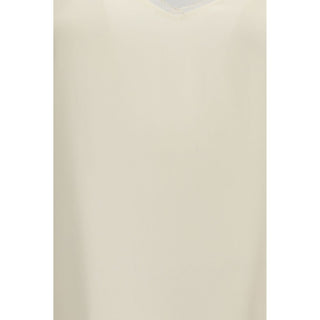 Beigefarbene Acetatbluse