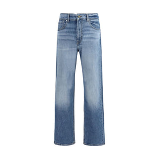 Blaue Jeans mit geradem Bein aus Baumwolle