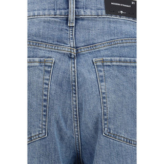 Jeans de pierna recta de algodón azul