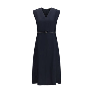 Vestido largo de viscosa azul