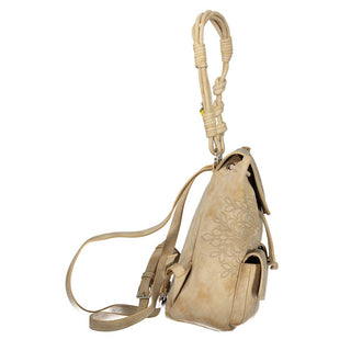 Beige Polyurethane Women's Backpack