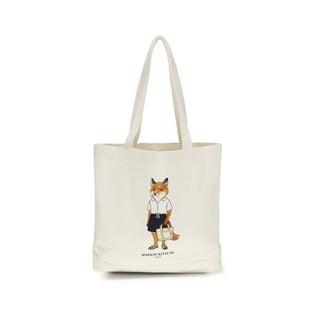 Beige Baumwollhandtasche