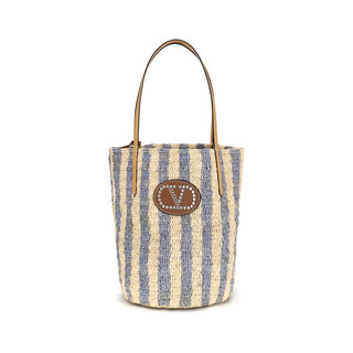 Blue Raffia Backet Bag