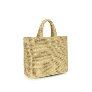 Beige Raffia Shoulder Bag