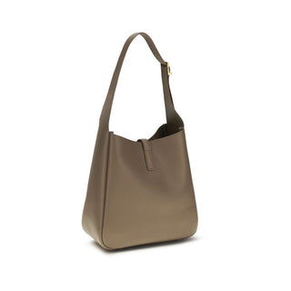 Schultertasche aus grauem Kalbsleder (Bos Taurus)