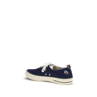 Blue Cotton Low Top Sneakers