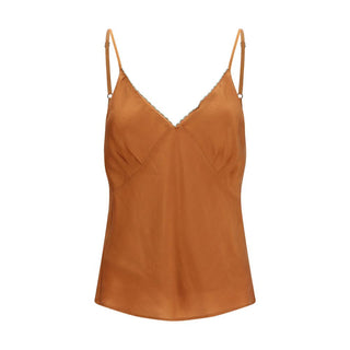 Orange Silk Sleeveles T-Shirt