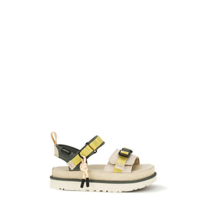 Beige Flache Sandalen aus anderem Fasermaterial